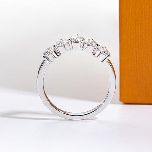 AimiIee D Color VVS1 Moissanite Eternity Ring 925 Silver Anniversary Band