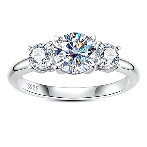 AimiIee 1.4-2.2cttw Moissanite Engagement Ring, D Color VVS1 Clarity, 925 Sterling Silver
