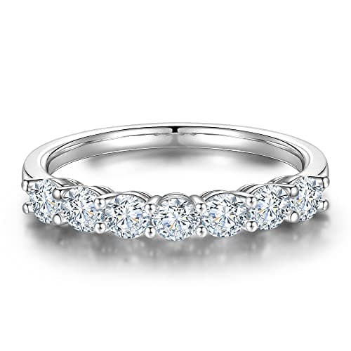 MOOSEA 7 Stone Moissanite Ring for Women, 18K Gold Filled Jewelry