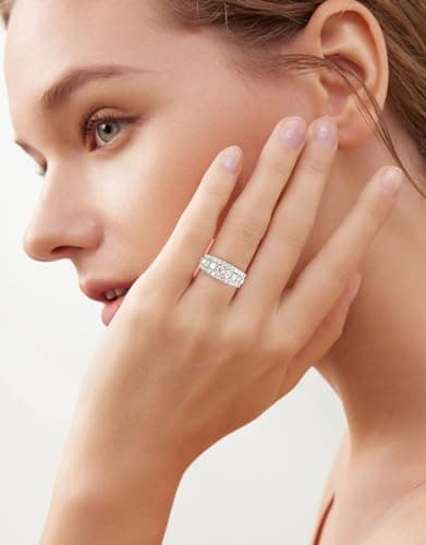 Boieiyftrp D Color VVS1 Moissanite Wedding Ring, Sterling Silver Plated 18k White Gold