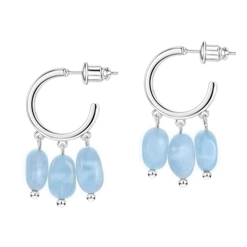 Michooyel Sterling Silver Prehnite Dangle Earrings for Women