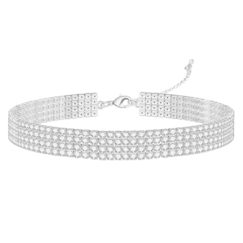 Yamberdoly Sparkly Synthetic Diamond Tennis Choker for Women