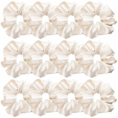 12 Pcs Satin Silk Hair Scrunchies for Women and Girls
