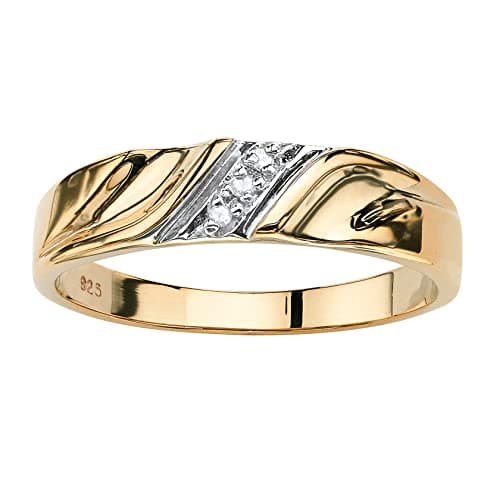 PalmBeach Men's Yellow Gold-plated Sterling Silver Diamond Accent Wedding Band Ring 9-13