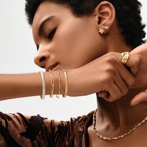 MEVECCO 14K Gold Plated Dainty Chain Bracelet for Women
