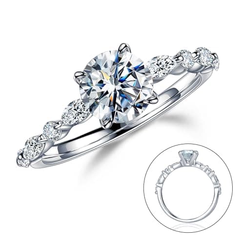 Moissanite Engagement Rings for Women, 1-3ct D Color VVS1 Clarity 925 Sterling Silver