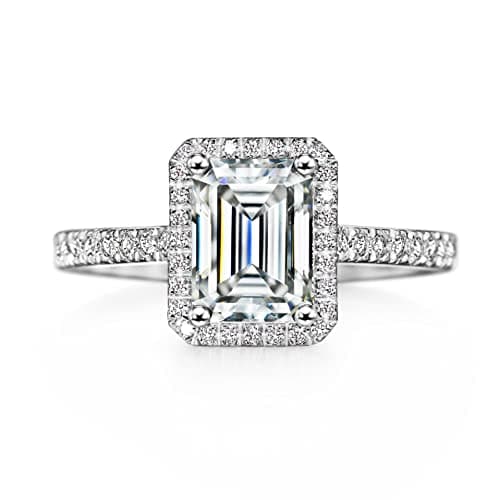 Michooyel D Color VVS1 Moissanite Emerald Halo Ring for Women