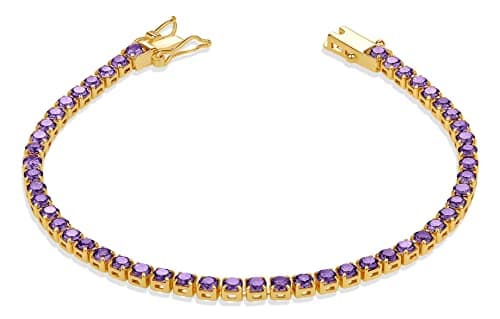 Milla 14K Gold Plated CZ Classic Tennis Bracelet - Women's Gold, Purple, Green, Red - Size 7 Inch