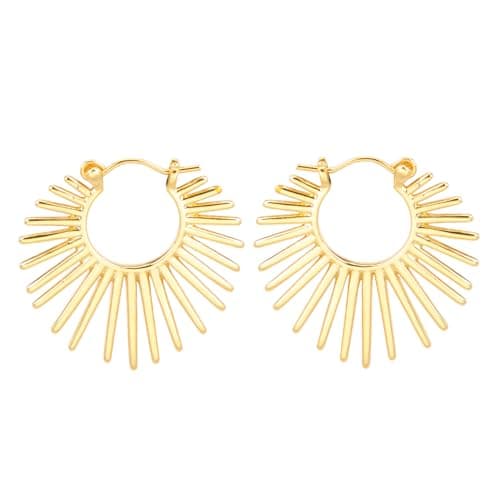 BaubleStar Sunburst Hinged Hoop Statement Earrings