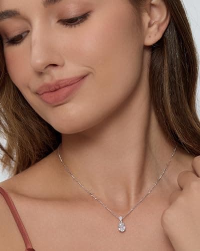 Michooyel 2.0ct Oval Cut Pendant Women's Necklace Simulated Diamond Necklace for Women Sterling Silver Necklace 16-18