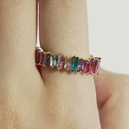 Michooyel Eternity Rainbow Ring Band for Women