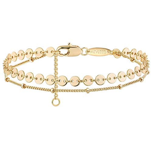 MEVECCO 14K Gold Plated Dainty Chain Bracelet for Women
