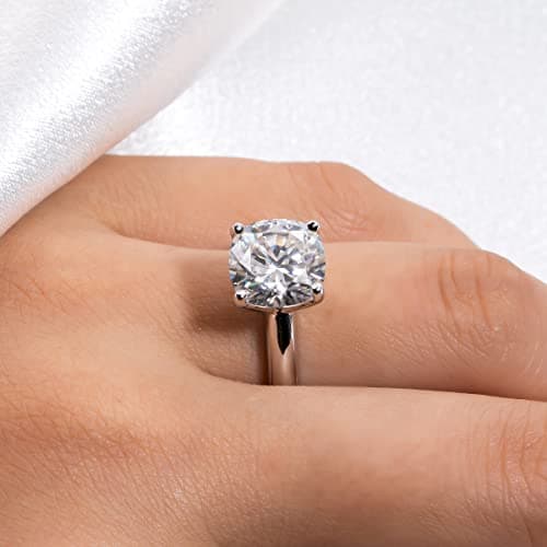 AnuClub Emerald Moissanite Engagement Ring, 925 Sterling Silver, Eternity Wedding Band