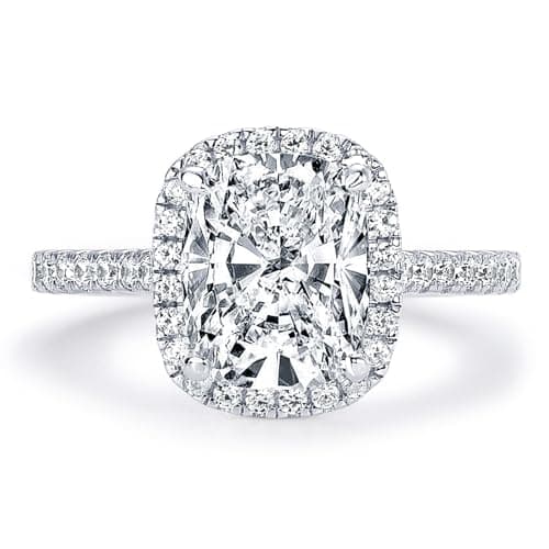 EONFUN D Color VVS1 Moissanite Engagement Ring with 4CT Cushion Cut Halo