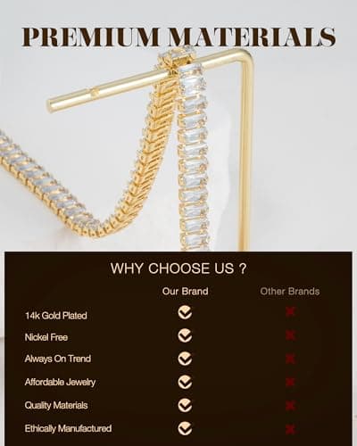 LNY 14K Gold Rhinestone Tennis Choker for Women