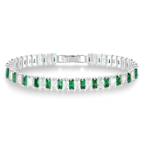 KELORIS PATH Women's 14K Gold Plated White Gold CZ Tennis Bracelet