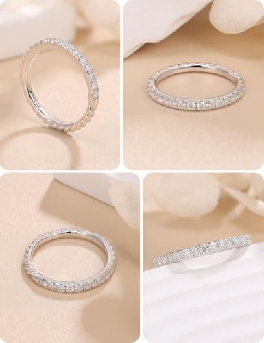 getlove 18K White Gold Plated Moissanite Wedding Band