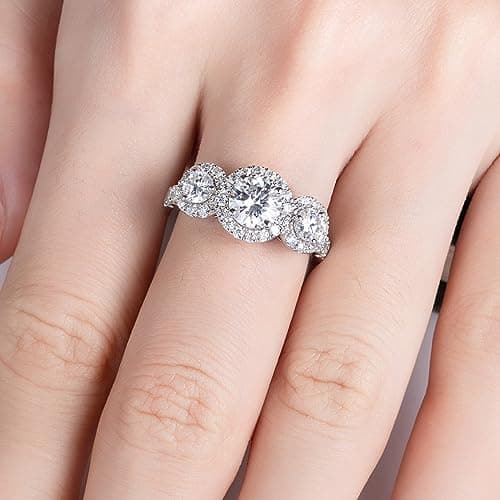 AimiIee 1.4-2.2cttw Moissanite Engagement Ring, D Color VVS1 Clarity, 925 Sterling Silver