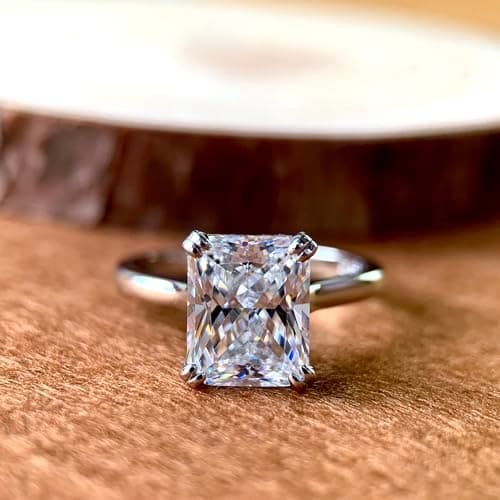 CGSRING 4 Carat Radiant Cut Moissanite Engagement Ring