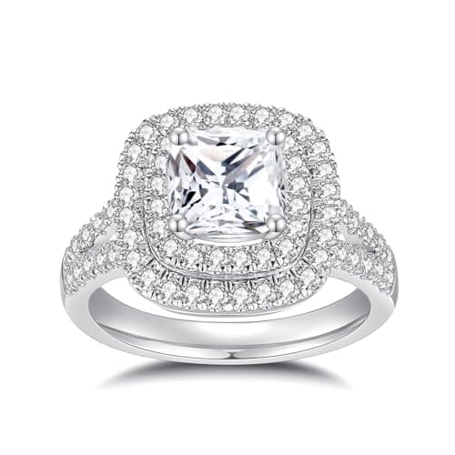 Women's Moissanite Rings, 3CTTW Cushion Cut Engagement Rings