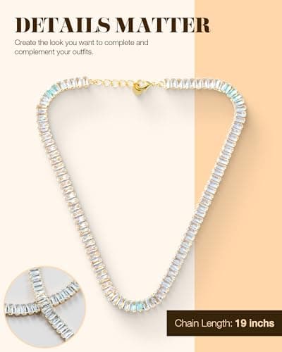 LNY 14K Gold Rhinestone Tennis Choker for Women