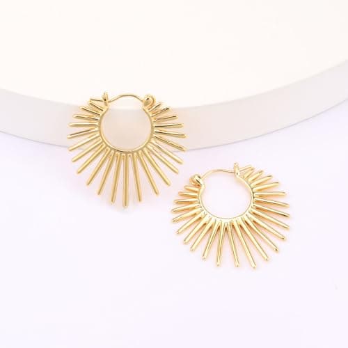 BaubleStar Sunburst Hinged Hoop Statement Earrings