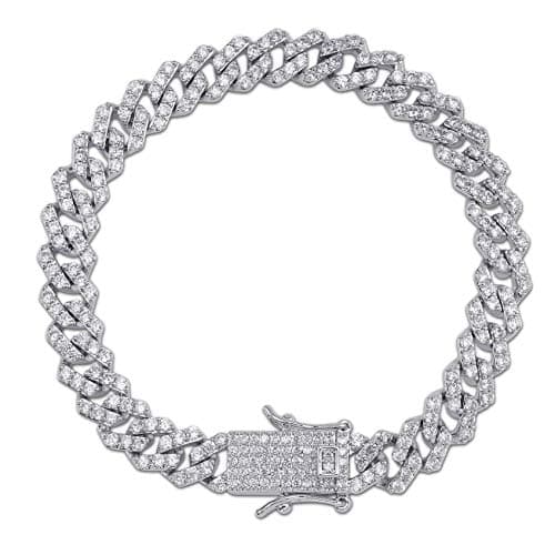 TOPGRILLZ Diamond Prong Cuban Link Bracelet for Men Women