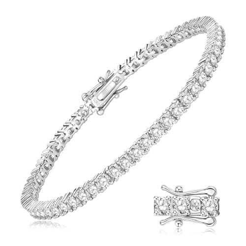 5.5 Carat Moissanite Tennis Bracelet for Women, 925 Sterling Silver Gold Plated, VVSI Clarity, Anniversary Birthday Gift