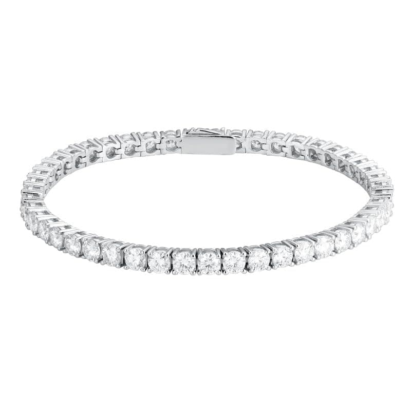 316 Stainless Steel Black Moissanite Bracelet, 4/5mm Tennis Style Lab Grown Jewelry
