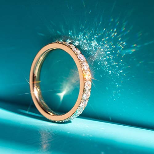 JINEAR 18K Gold Plated CZ Eternity Ring for Women