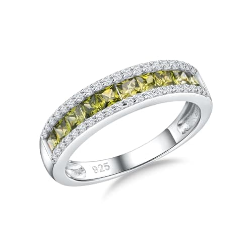 Elegant Sterling Silver Gemstone Wedding Band for Women and Men - Size 6 to 10