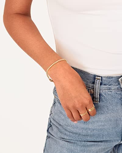 Pavoi 14K Gold Plated 2mm Cubic Zirconia Honeycomb Bracelet | Women's Gold SizeS