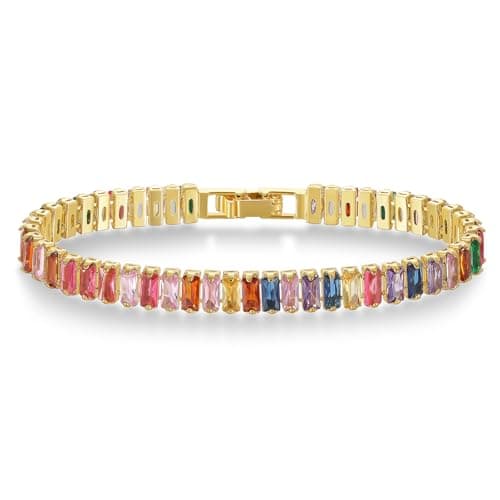 KELORIS PATH Women's 14K Gold Plated White Gold CZ Tennis Bracelet
