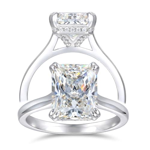 HAFEEZ CENTER 14K Gold 4ct Radiant Cut Moissanite Engagement Ring