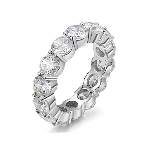 NYC Sterling 5.00mm 925 Silver Cubic Zirconia Eternity Ring