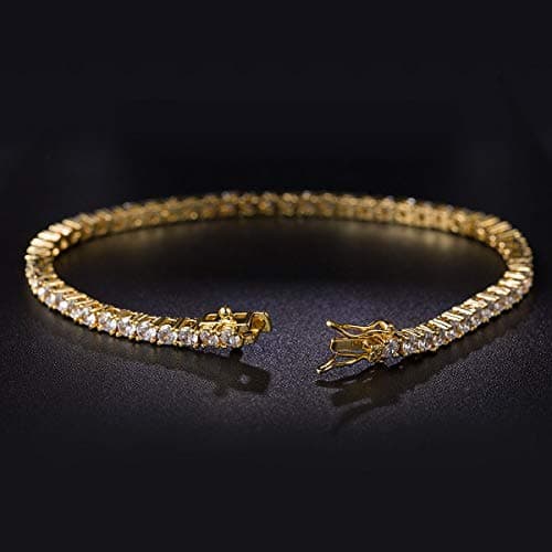 Gemsme 18K Gold Plated 3.0 CZ Classic Tennis Bracelet 6 Inch