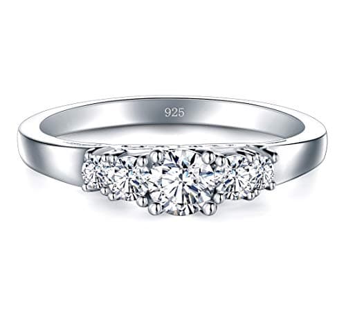 BORUO 925 Sterling Silver Eternity Engagement Wedding Band with CZ