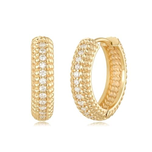 MYEARS 14K Gold Plated Hypoallergenic Women's Gold Earrings Cubic Zirconia Hoop