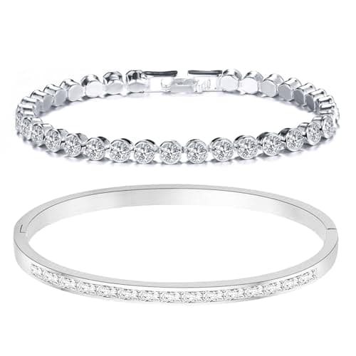 GlmrngDQ 18K Gold Plated Cubic Zirconia Tennis Bracelets for Men & Women, Christmas Gifts for Mom and Friends