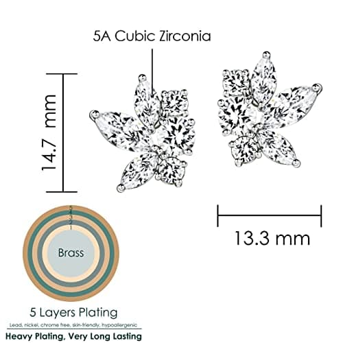 Michooyel Marquise Cubic Zirconia Stud Earrings for Bridal Bridesmaids