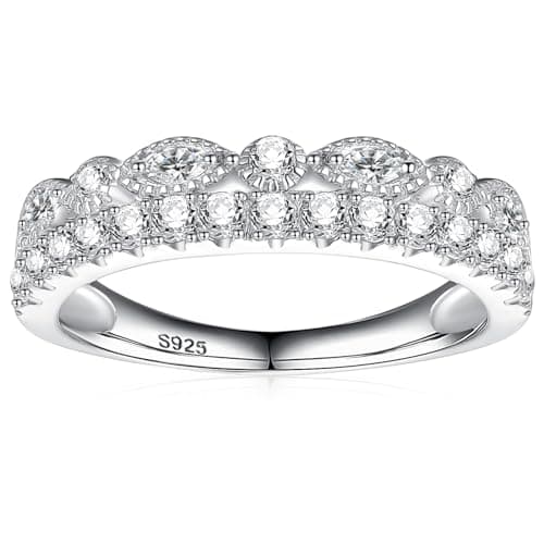 Yaresul Moissanite Half Eternity Ring 925 Silver D Color Stackable wedding ring