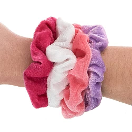 EXPRESSIONS Set of 50 Comfortable Colorful Scrunchies, Storage Bag Included
