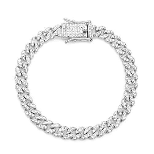 HIPBLING Iced Out Cuban Link Watch Bracelet for Men with Diamond