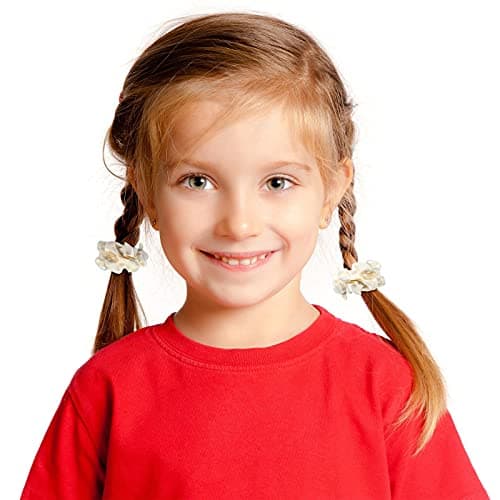 Satin Hair Scrunchies Set for Women Girls, 24 Pieces in 2 Sizes, Cream White