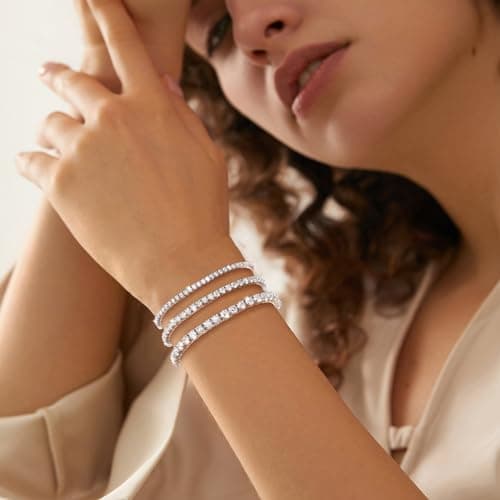TUHE 1.52ct-7.76ct Adjustable 18K White Gold Plated Moissanite Tennis Bracelet