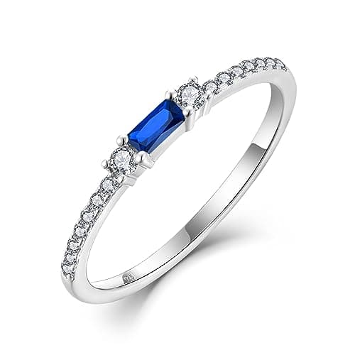 Veshon 925 Sterling Silver Baguette Created Diamond Birthstone Promise Half Eternity Halo Rings for Her Sizes 5-10
