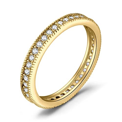 JewelryPalace 14K Gold Plated 925 Sterling Silver Cubic Zirconia Promise Rings for Women