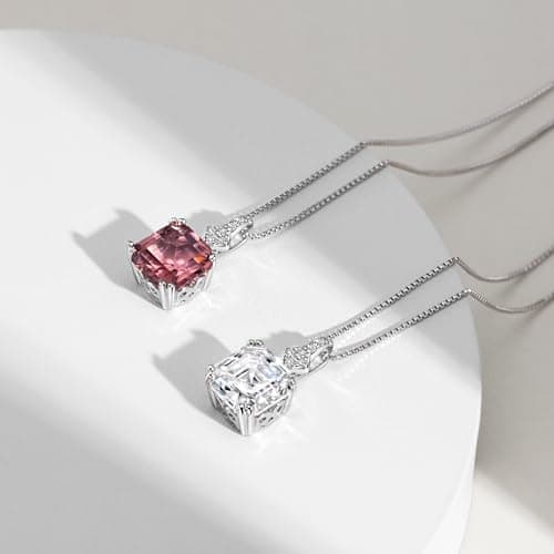 Michooyel S925 Cubic Zirconia/Morganite Asscher Cut Pendant Necklace for Women