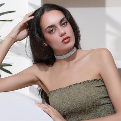 Yamberdoly Sparkly Synthetic Diamond Tennis Choker for Women
