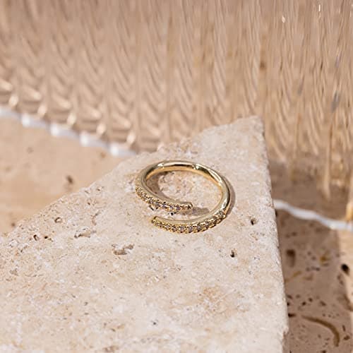 Pavoi 14K Gold Plated CZ Open Twist Eternity Band for Women